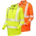 Ladies Hi Vis Long Sleeve Maternity Poloshirt Orange PM08 Ecoviz