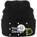 Embroidered Knitted Turn-Up Hat