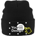 Embroidered Knitted Turn-Up Hat