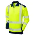 Yellow & Navy Long Sleeve Hi Vis Polo Shirt Coolviz Leo P15