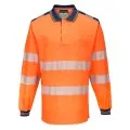 ornage and blue long sleeve hi vis polo shirt