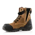 Dark Brown Buckbootz Safety Lace Zip Boot BSH008