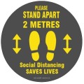 Social Distancing Floor Sticker Round Grey 2 Metres
