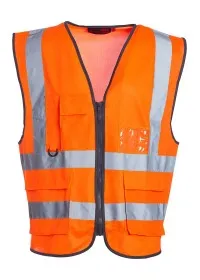 Premium Hi Vis Vest with Pockets Blackrock Orange