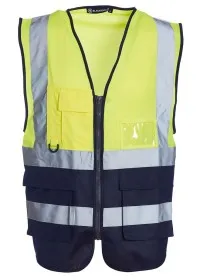 Premium Hi Vis Vest with Pockets Blackrock Yellow/Navy