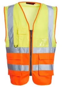 Premium Hi Vis Vest with Pockets Blackrock Yellow/Orange
