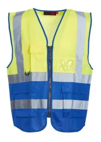 Premium Hi Vis Vest with Pockets Blackrock Yellow/Royal
