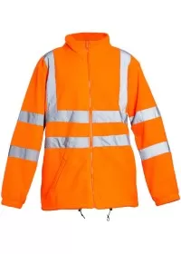Custom Embroidered Orange Hi Vis Fleece Jacket HVFLE