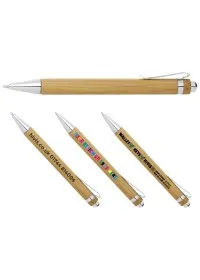 Custom printed Bamboo Pen With Yellow Nib & Clip