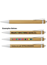 Custom printed Bamboo Pen With Yellow Nib & Clip