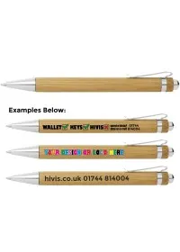 Custom printed Bamboo Pen With Black Nib & Clip