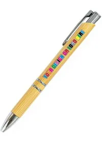 Custom printed Bamboo Pen With Metal Tip & Clip