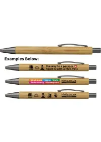 Custom printed Bamboo Pen With Grey Nib & Clip