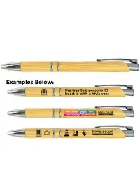 Custom printed Bamboo Pen With Grey Nib & Clip