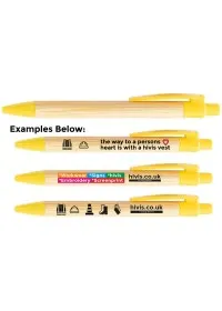 Custom printed Bamboo Pen With Yellow Nib & Clip