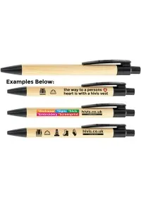 Custom printed Bamboo Pen With Black Nib & Clip