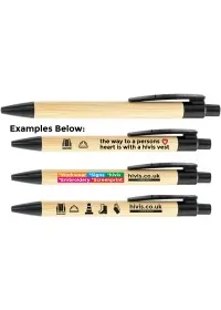 Custom printed Bamboo Pen With Metal Tip & Clip