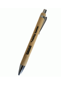 Custom printed Bamboo Pen With Black Nib & Clip