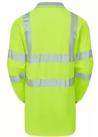 PULSAR PROTECT Long Sleeve Hi Vis Poloshirt Yellow LFE925 Rear Image