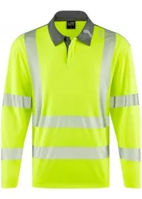 Personalised Long Sleeve Yellow Hi Vis Poloshirt Leo EcoViz P13