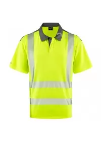 Leo EcoViz COOLMAX Yellow Hi Vis Poloshirt P12 Front