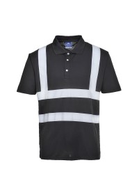 Black Hi Vis Polo shirt Portwest F477