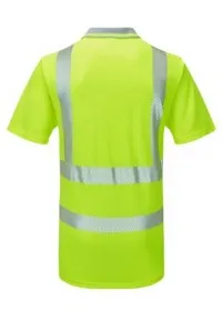 PULSAR PROTECT Short Sleeve Hi Vis Poloshirt Yellow LFE923 Rear