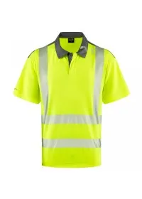 Leo EcoViz COOLMAX Yellow Hi Vis Poloshirt P12 Front