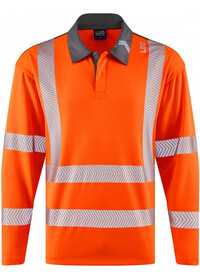 Long Sleeve Orange Hi Vis Poloshirt Leo EcoViz P13