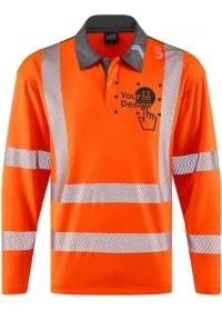 Long Sleeve Orange Hi Vis Poloshirt Leo EcoViz P13