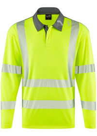 Personalised Long Sleeve Yellow Hi Vis Poloshirt Leo EcoViz P13
