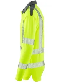 Personalised Long Sleeve Yellow Hi Vis Poloshirt Leo EcoViz P13