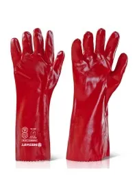 Chemical Red PVC Gauntlet 16 inch long PVCG