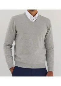 Brook Taverner Boston Men's V-Neck Jumper 7818 Silver Product image