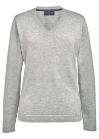 2307 Women's V-Neck Jumper Silver Front