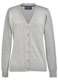 2309 Women's V-Neck Cardigan Silver Front