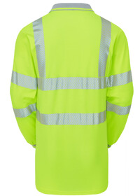 PULSAR PROTECT Long Sleeve Hi Vis Poloshirt Yellow LFE925 Rear Image