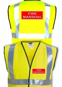 Hi Vis Vest With Red And Silver Fire Marshal Print with Large rear Print