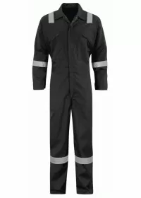 Black Coverall with reflective hi vis stripes
