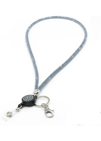 Retractable Lanyard with Sparkle glitter GREY