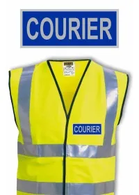 Hi Vis Vest With Blue And Silver Courier Print