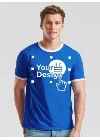 Custom Printed Ringer T Shirt Fruit Of The Loom SS168