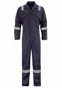 Navy Coverall with hi vis stripes