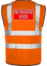 Orange Red and Silver Fire Prevention Officer Hi Vis Vest