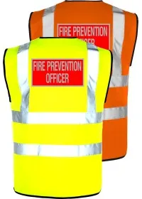 Red and Silver Fire Prevention Officer Hi Vis Vest