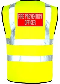 Yellow Red and Silver Fire Prevention Officer Hi Vis Vest