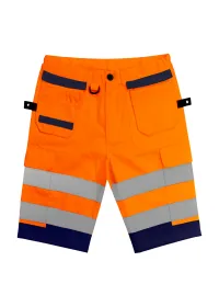 Two Tone Orange Hi Vis Work Shorts PCSTHV
