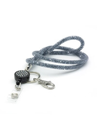 Retractable Lanyard with Sparkle glitter GREY