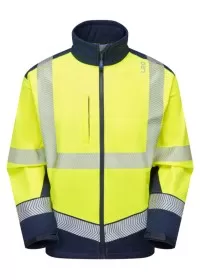 Personalised Hi Vis Softshell Jacket Leo EcoViz Front Yellow