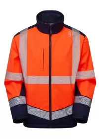 Personalised Hi Vis Softshell Jacket Leo EcoViz Orange Front